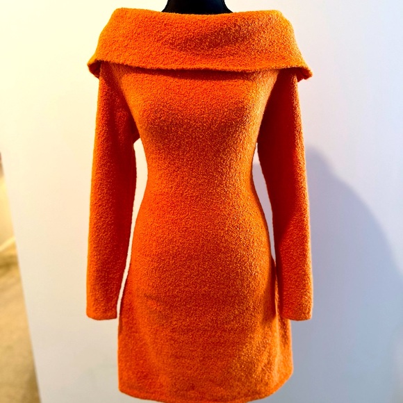 H&M Dresses & Skirts - Orange Off-Shoulder Sweater Dress